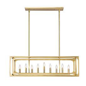 Image5 of Easton 44" Wide Rubbed Brass 9-Light Linear Chandelier more views
