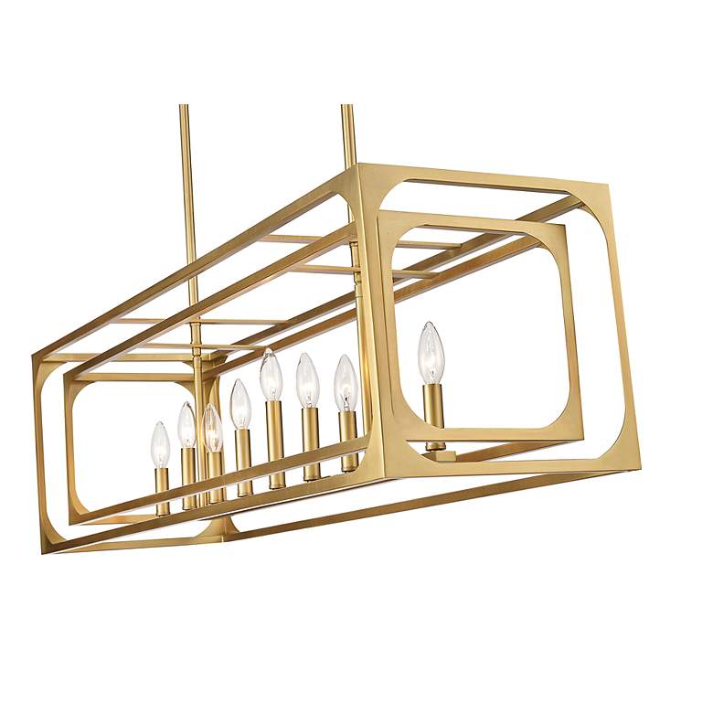 Image 7 Easton 44" Wide Rubbed Brass 9-Light Linear Chandelier more views