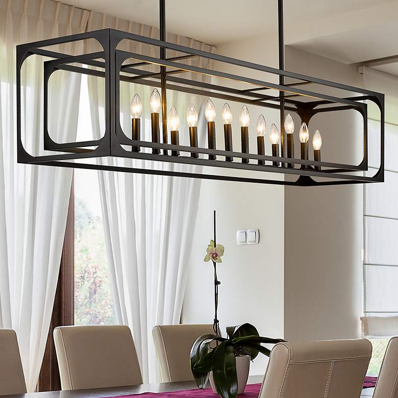 Image 2 Easton 54" Wide Matte Black 13-Light Linear Pendant