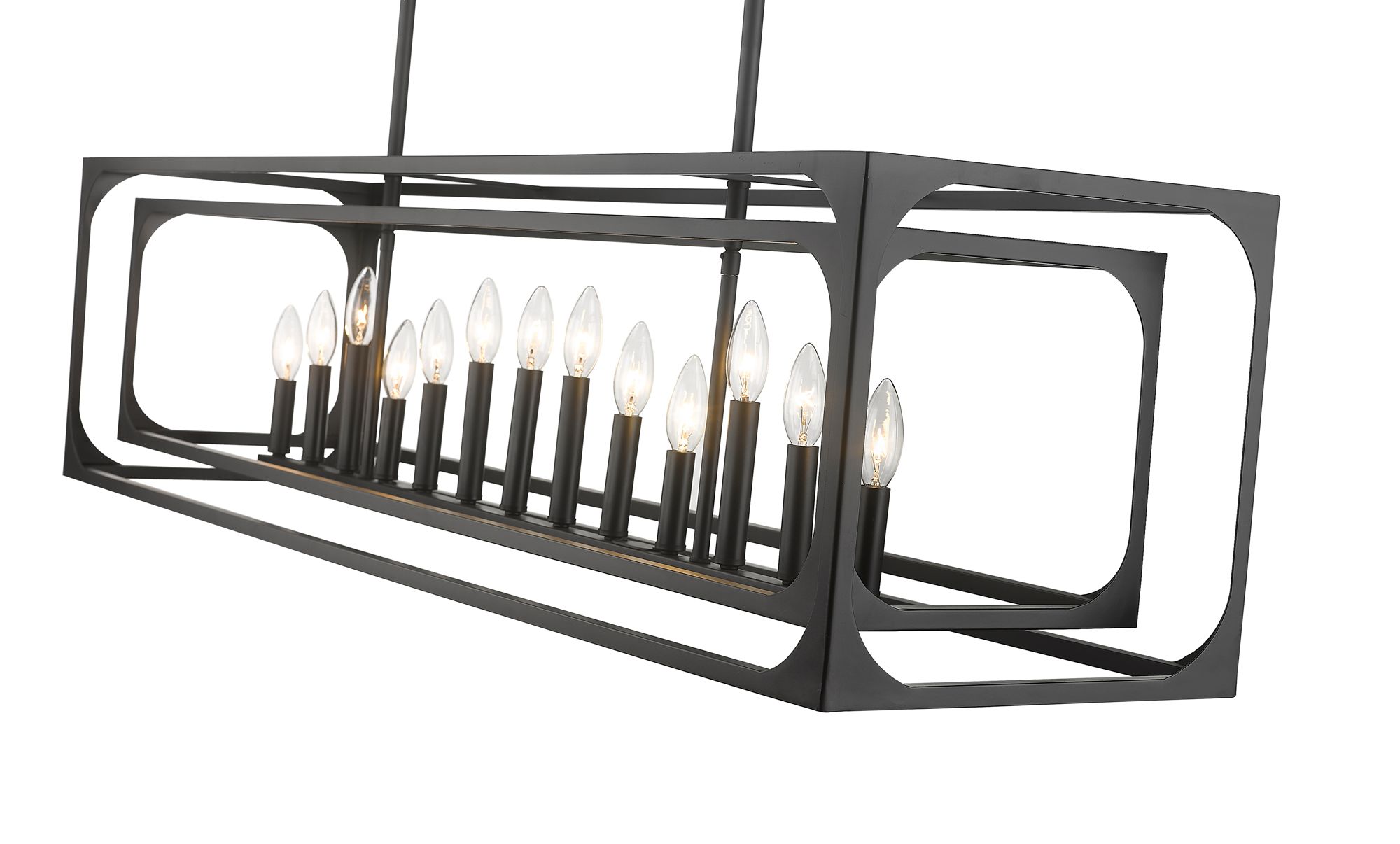 Easton 54" Wide Matte Black 13-Light Linear Pendant in scene