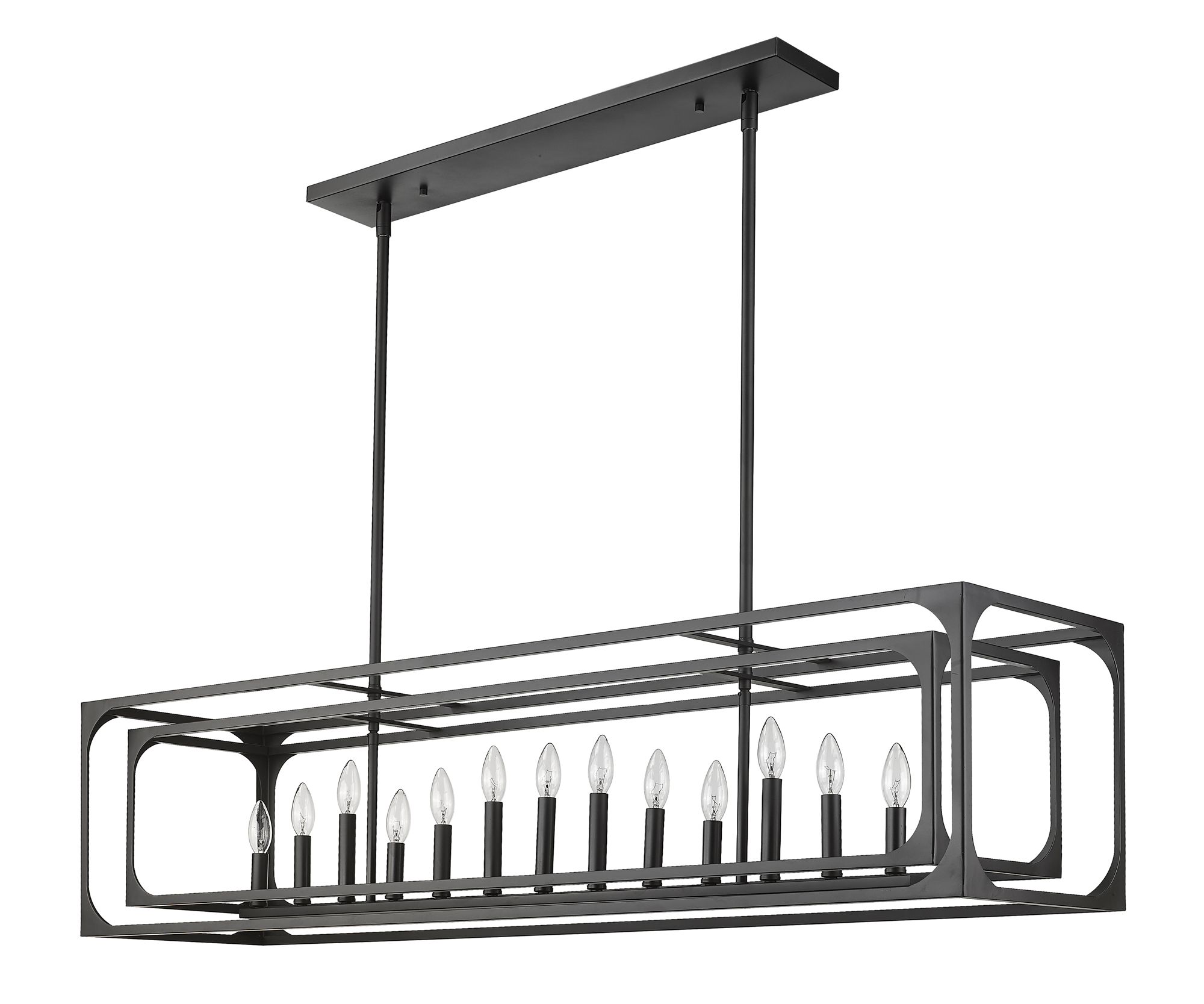 Easton 54" Wide Matte Black 13-Light Linear Pendant in scene
