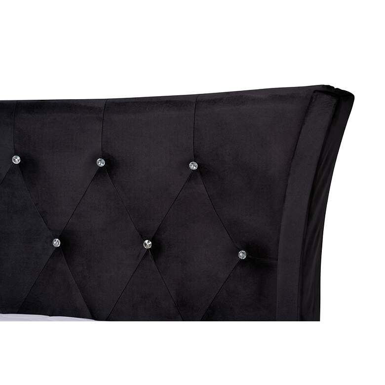 Image 3 Easton Black Velvet Fabric Queen Size Panel Bed more views