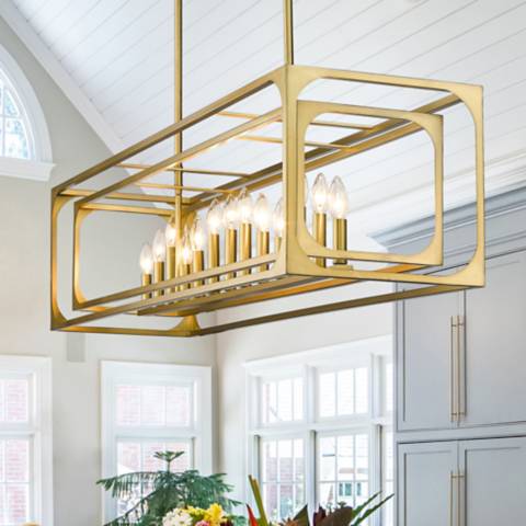 Easton by Z-Lite Rubbed Brass 13 inch 13 Light Island - #598X5 | Lamps Plus