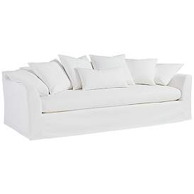 Image3 of Easton Pearl 98" Wide White Fabric Slipcover Sofa