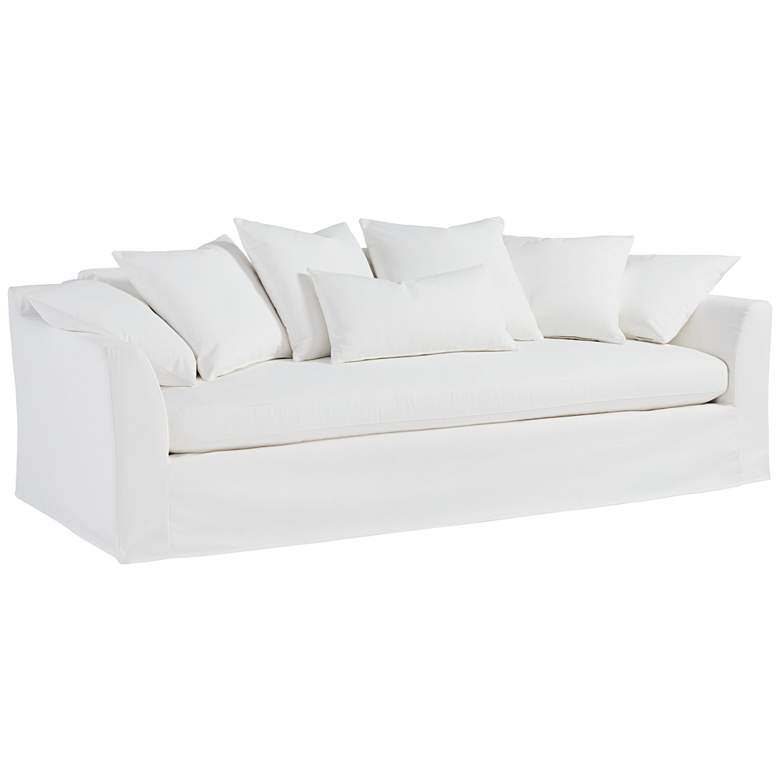 Image 3 Easton Pearl 98 inch Wide White Fabric Slipcover Sofa