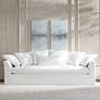 Easton Pearl 98" Wide White Fabric Slipcover Sofa in scene