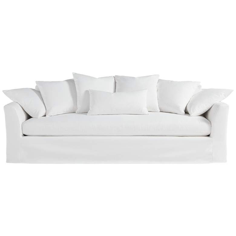 Image 6 Easton Pearl 98" Wide White Fabric Slipcover Sofa more views