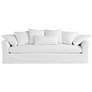 Easton Pearl 98" Wide White Fabric Slipcover Sofa in scene