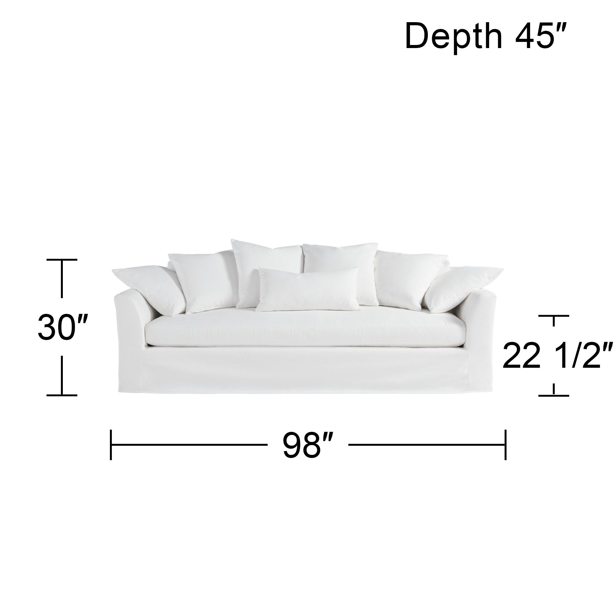 Easton Pearl 98" Wide White Fabric Slipcover Sofa in scene
