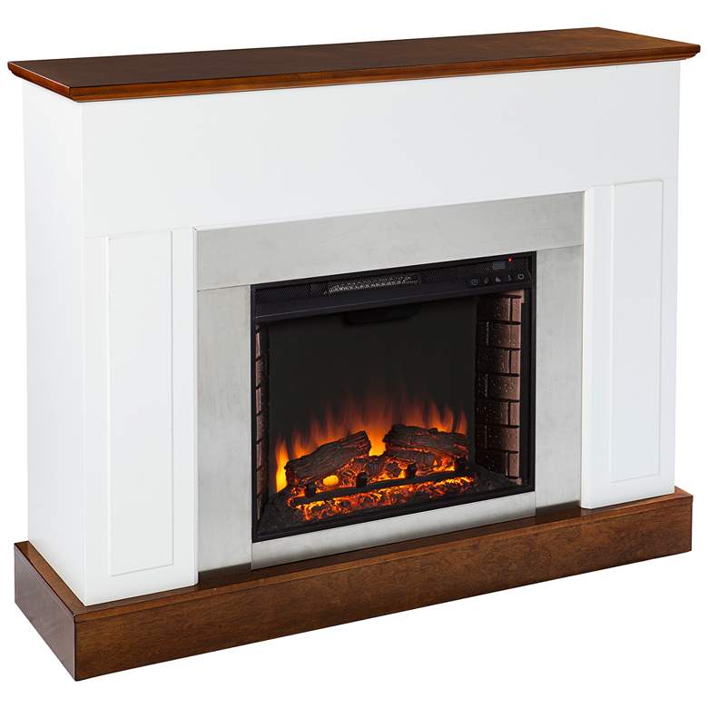 Image 2 Eastrington 50 inch Wide White Tobacco Wood LED Fireplace