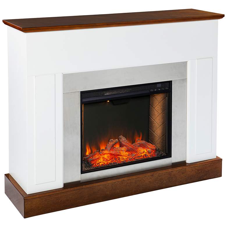 Image 2 Eastrington 50 inch Wide White Tobacco Wood LED Smart Fireplace