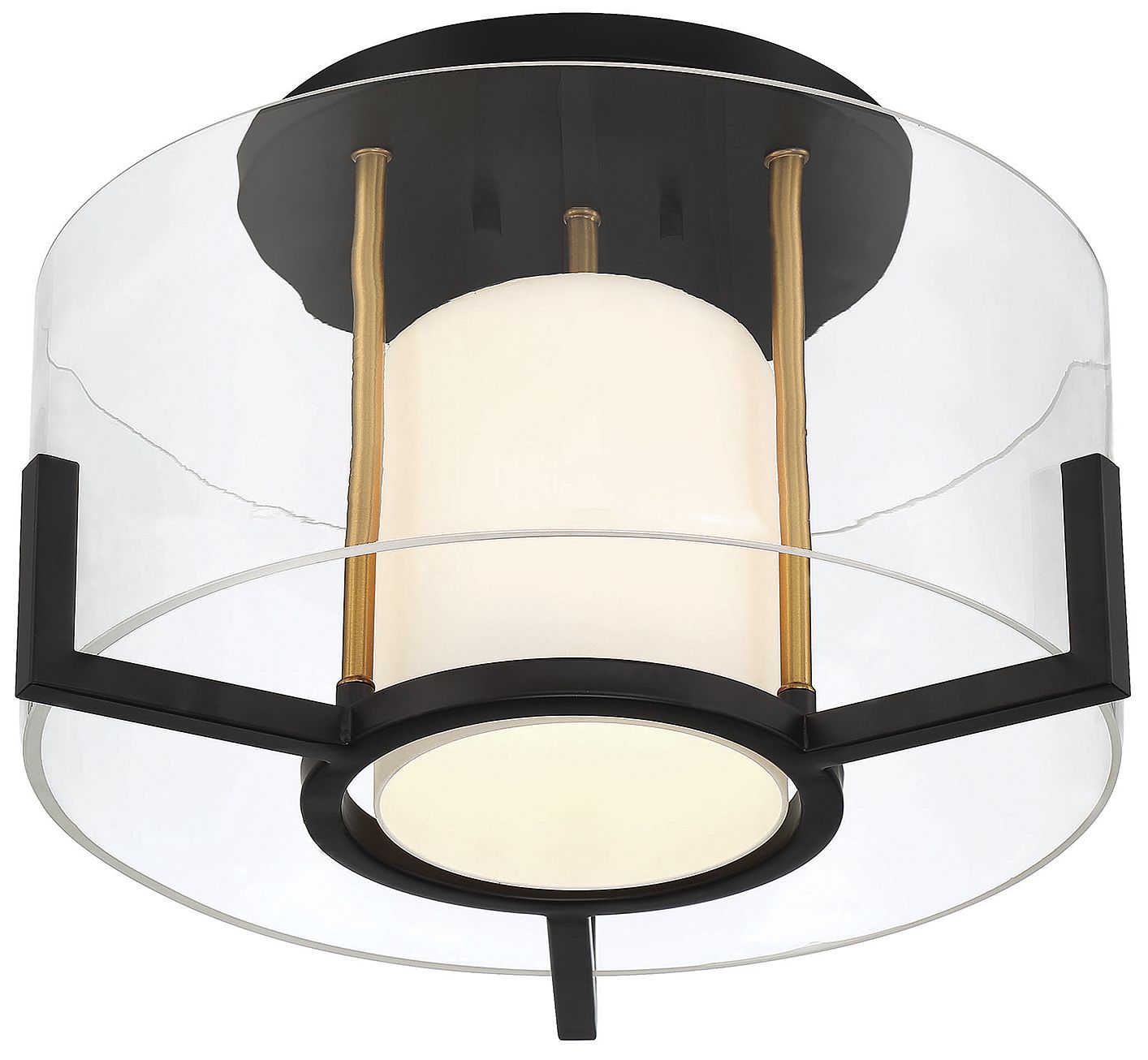 Image 4 Eaton 1-Light Ceiling Light in Matte Black with Warm Brass Accents more views