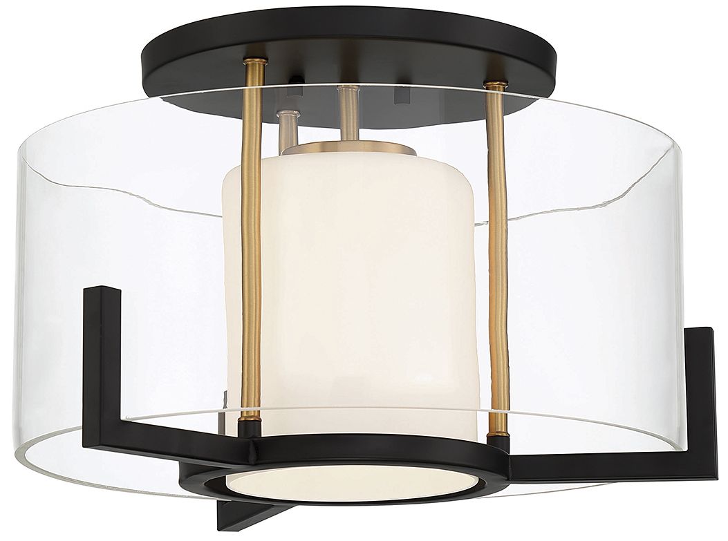 Image 5 Eaton 1-Light Ceiling Light in Matte Black with Warm Brass Accents more views