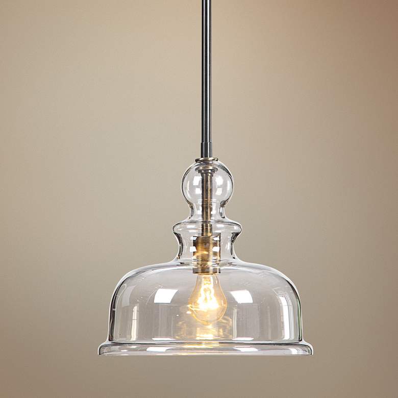 Image 1 Eaton 11 3/4"W Bronze and Antique Brass Mini Pendant Light