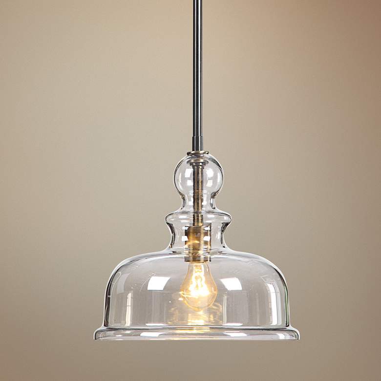 Image 1 Eaton 11 3/4 inchW Bronze and Antique Brass Mini Pendant Light