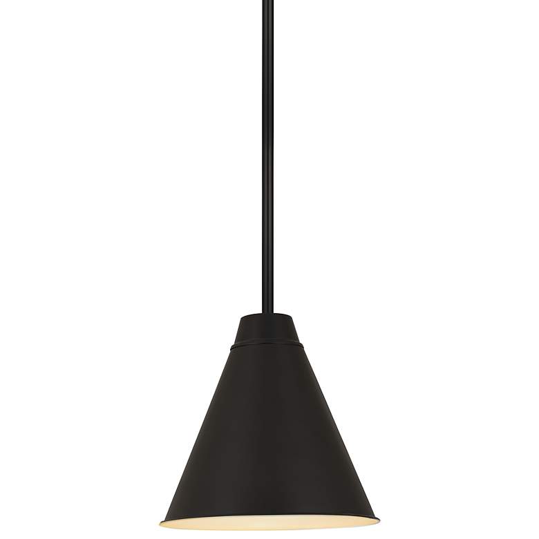 Image 1 Eaton 12" Wide Matte Black Cone Mini Pendant