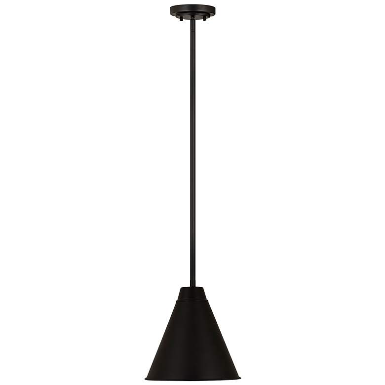 Image 3 Eaton 12" Wide Matte Black Cone Mini Pendant more views