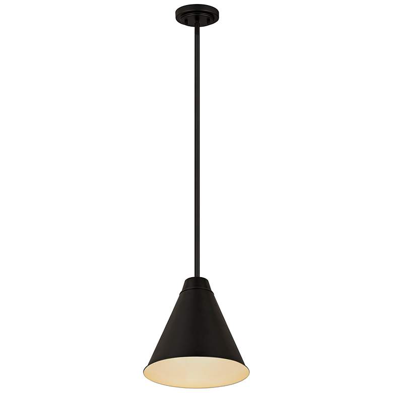 Image 4 Eaton 12" Wide Matte Black Cone Mini Pendant more views