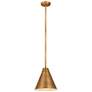 1_Eaton 12" Wide Rubbed Brass Cone Mini Pendant