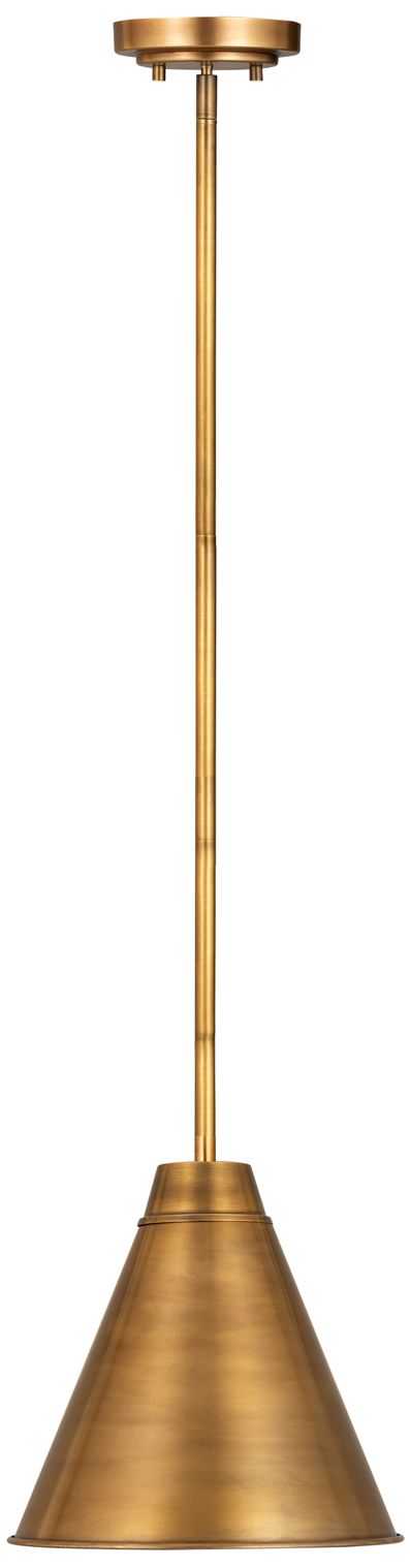 Image 4 Eaton 12" Wide Rubbed Brass Cone Mini Pendant more views
