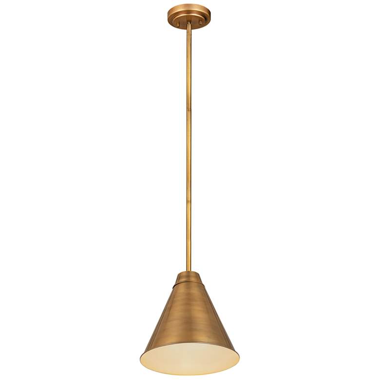 Image 5 Eaton 12" Wide Rubbed Brass Cone Mini Pendant more views