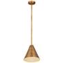 5_Eaton 12" Wide Rubbed Brass Cone Mini Pendant more views