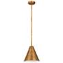 7_Eaton 12" Wide Rubbed Brass Cone Mini Pendant more views