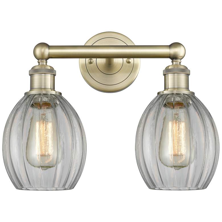 Image 1 Eaton 14.5" Wide 2 Light Antique Brass Bath Vanity Light With Clear Sh
