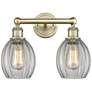 Eaton 14.5" Wide 2 Light Antique Brass Bath Vanity Light With Clear Sh
