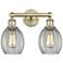 Eaton 14.5" Wide 2 Light Antique Brass Bath Vanity Light With Clear Sh