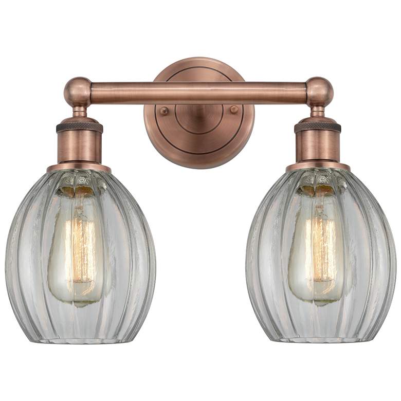 Image 1 Eaton 14.5" Wide 2 Light Antique Copper Bath Vanity Light With Clear S