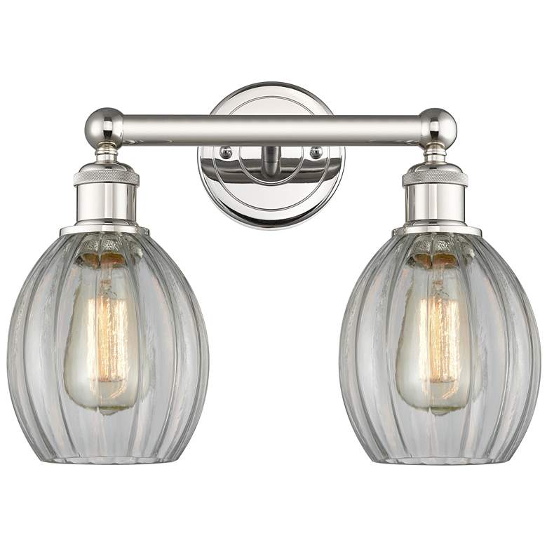 Image 1 Eaton 14.5" Wide 2 Light Polished Nickel Bath Vanity Light With Clear