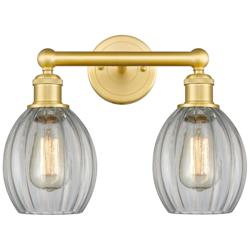 Eaton 14.5&quot; Wide 2 Light Satin Gold Bath Vanity Light With Clear Shade