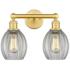 Eaton 14.5" Wide 2 Light Satin Gold Bath Vanity Light With Clear Shade