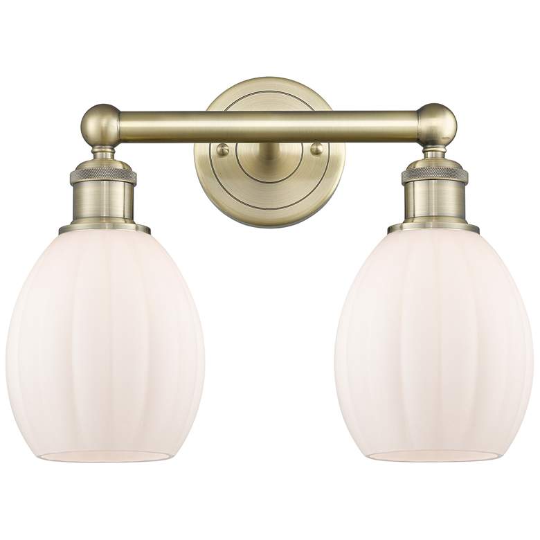 Image 1 Eaton 14.5"W 2 Light Antique Brass Bath Vanity Light With Matte White