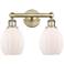 Eaton 14.5"W 2 Light Antique Brass Bath Vanity Light With Matte White