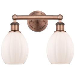 Eaton 14.5&quot;W 2 Light Antique Copper Bath Vanity Light With White Shade