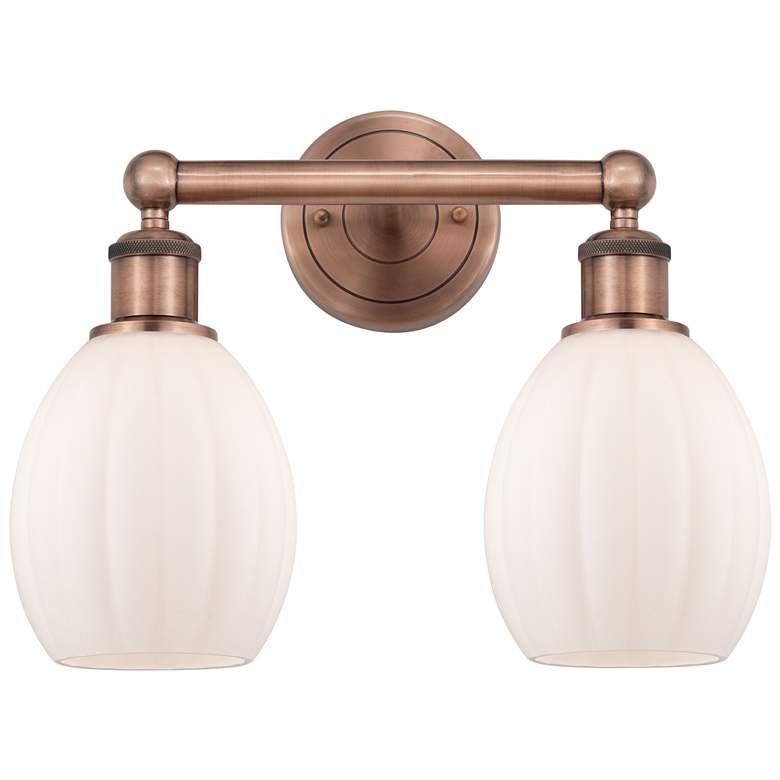 Image 1 Eaton 14.5"W 2 Light Antique Copper Bath Vanity Light With White Shade