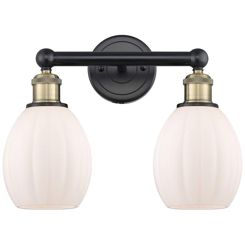 Image 1 Eaton 14.5"W 2 Light Black Antique Brass Bath Vanity Light With White
