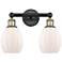 Eaton 14.5"W 2 Light Black Antique Brass Bath Vanity Light With White