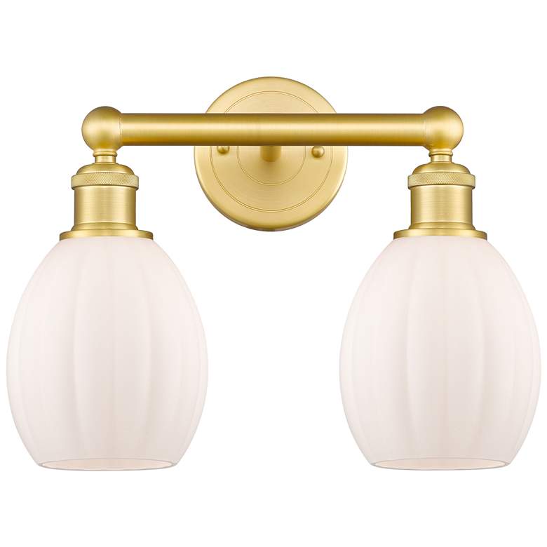 Image 1 Eaton 14.5"W 2 Light Satin Gold Bath Vanity Light With Matte White Sha