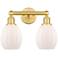 Eaton 14.5"W 2 Light Satin Gold Bath Vanity Light With Matte White Sha