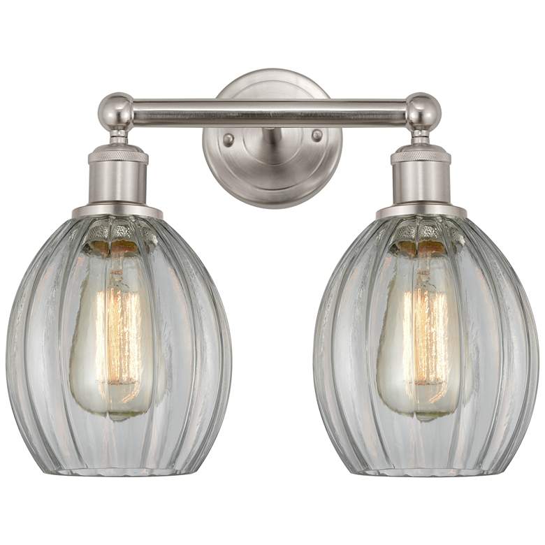 Image 1 Eaton 15" 2-Light Brushed Satin Nickel Bath Light w/ Clear Shade