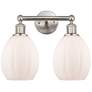 Eaton 15" 2-Light Brushed Satin Nickel Bath Light w/ Matte White Shade