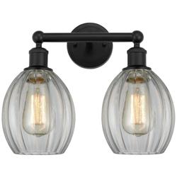 Eaton 15" 2-Light Matte Black Bath Light w/ Clear Shade