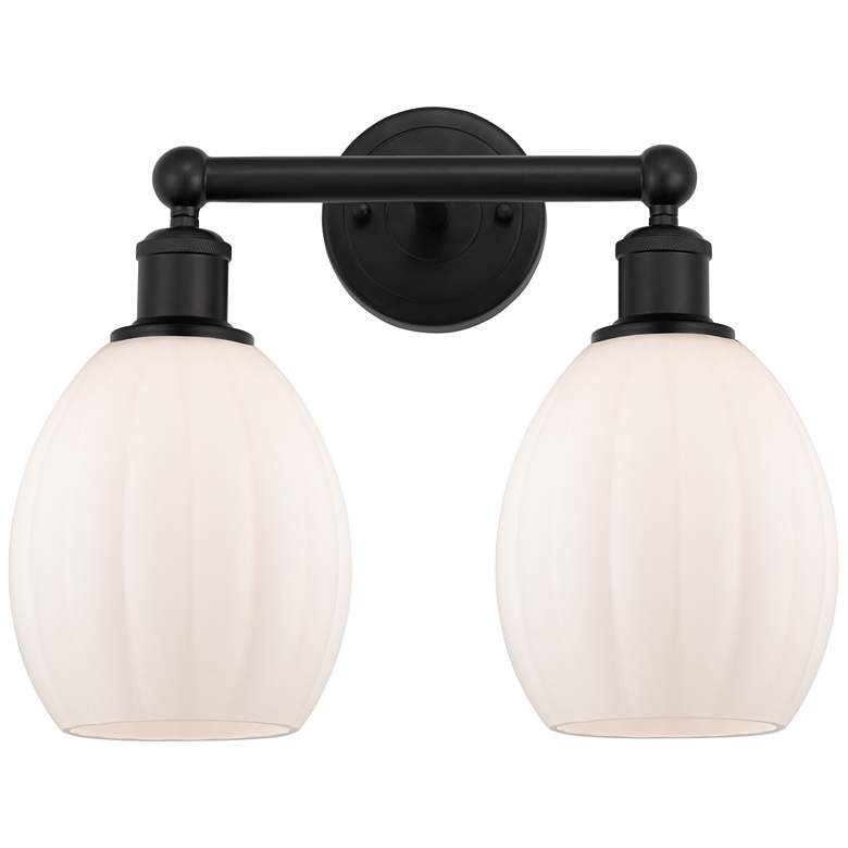 Image 1 Eaton 15" 2-Light Matte Black Bath Light w/ Matte White Shade