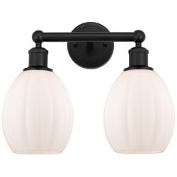 Eaton 15" 2-Light Matte Black Bath Light w/ Matte White Shade