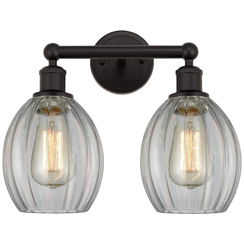 Image 1 Eaton 15" 2-Light Oil Rubbed Bronze Bath Light w/ Clear Shade