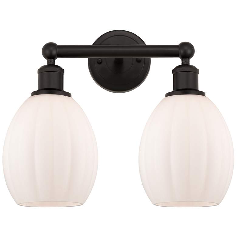 Image 1 Eaton 15" 2-Light Oil Rubbed Bronze Bath Light w/ Matte White Shade