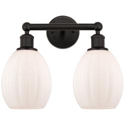 Eaton 15" 2-Light Oil Rubbed Bronze Bath Light w/ Matte White Shade